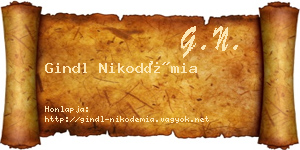 Gindl Nikodémia névjegykártya